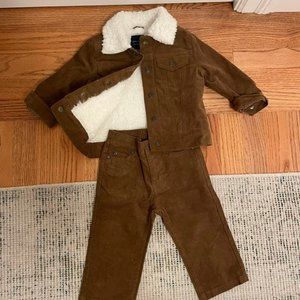 Janie & Jack Corduroy Jacket & Pants Set - Sherpa / Shearling lined